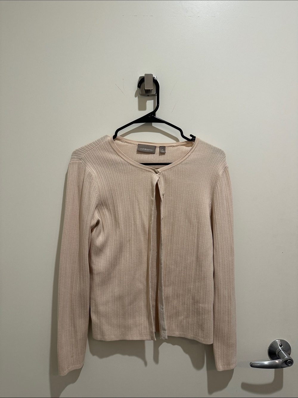 croft & barrow Cream Ribbed Button-Front Cardigan